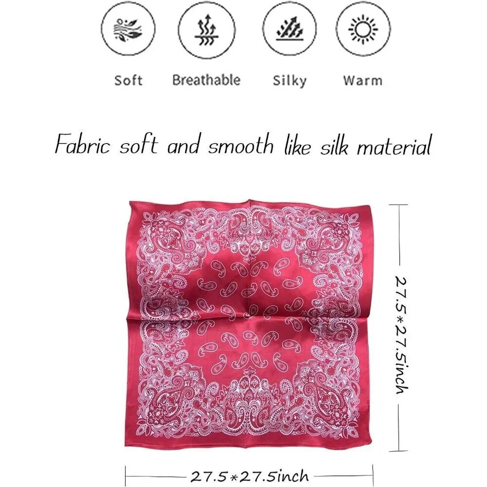 Satin Bandanas Head A13 Red Scarf Women Lightweight Silk Hair Wrap Sleep Scarf
